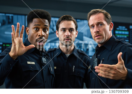 Three security guards shocked.のイラスト素材 [130709309] - PIXTA