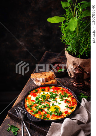 Shakshuka, traditional Jewish breakfast dish 130709340