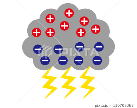 雷と雨雲と静電気のイラスト素材 雷と雨雲と静電気のイラスト素材 130709365