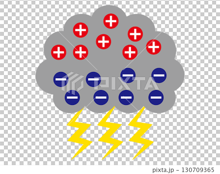 雷と雨雲と静電気のイラスト素材 雷と雨雲と静電気のイラスト素材 130709365