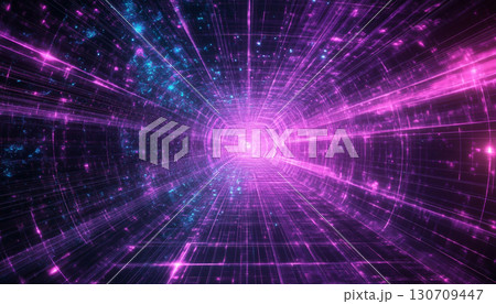 A vibrant, futuristic tunnel with glowing pink and blue lights creates a sense of depth and motion, resembling a sci-fi wormhole or digital data stream. A vibrant, futuristic tunnel with glowing pink and blue lights creates a sense of depth and motion, resembling a sci-fi wormhole or digital data stream. 130709447