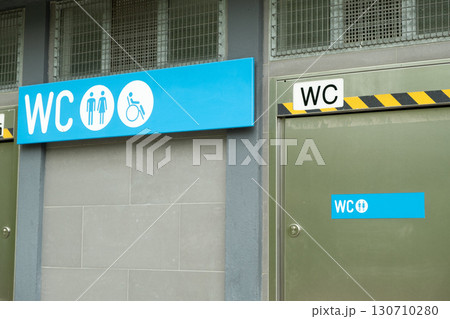 Public WC Sign for Urban Restroom Facility Public WC Sign for Urban Restroom Facility 130710280
