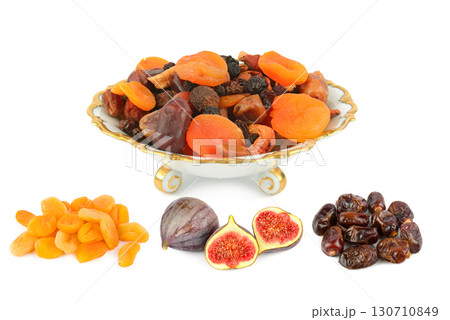 Assortment of Dried Fruits on White Background Assortment of Dried Fruits on White Background 130710849