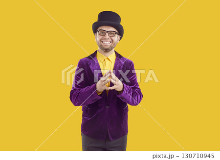 Happy smiling young man dressed in retro style Happy smiling young man dressed in retro style 130710945