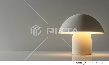Modern dome-shaped mushroom lamp on minimalist surface 130711036