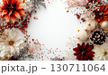 Festive floral arrangement with autumn and winter elements on white background 130711064