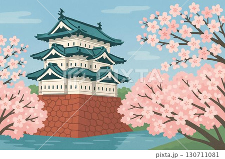 お城と桜　弘前城イメージ 130711081