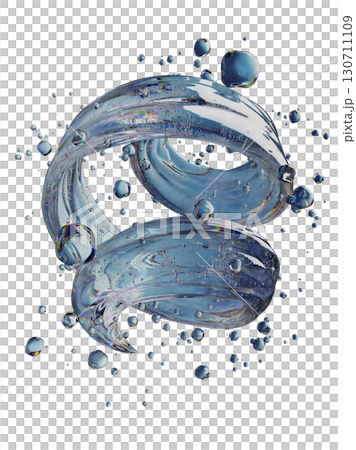 Dynamic Liquid Spiral With Transparent Water Droplets on White Background Dynamic Liquid Spiral With Transparent Water Droplets on White Background 130711109