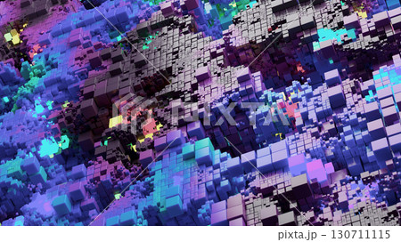 Abstract Blue and Cyan Pixel Art with Vibrant Glowing Details 130711115