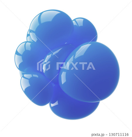 Abstract Blue Geometric Shape with Glossy Finish on White Background 130711116