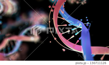 Colorful DNA Helix with Vibrant Details on Black Background 130711126