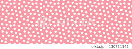 White polka dot seamless pattern on pink background, minimalist design 130711541