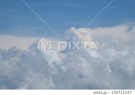 A stunningly beautiful blue sky filled with wispy white clouds drifting gracefully above you 130711547