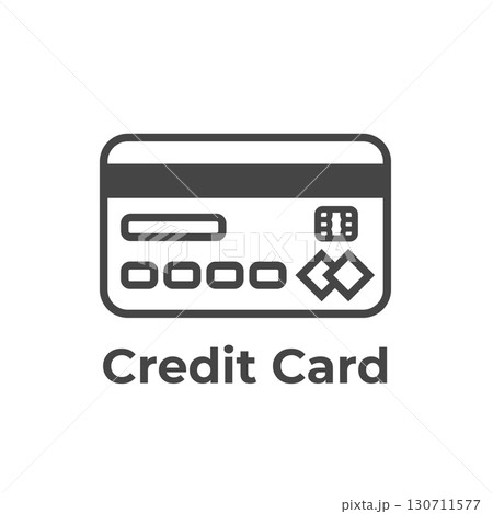 Credit Card Icon with Name Address Logo - Chip Reader EMV Design 130711577