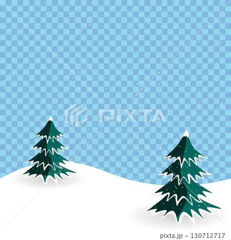 Winter background with green fir trees and snowfall on a blue transparent background. Vector illustration. A place for your text Winter background with green fir trees and snowfall on a blue transparent background. Vector illustration. A place for your text 130712717