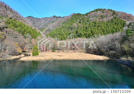 神奈川県清川村　秋の宮ヶ瀬湖　東沢橋より望む仏果山 130713104