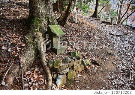 丹沢の仏果山　秋の山道　モミと祠 130713208