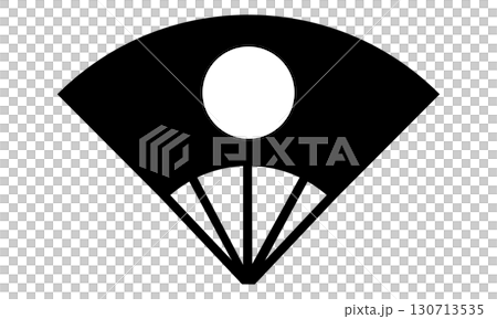 帶有日本國旗圖案的折扇的簡單輪廓插圖 130713535