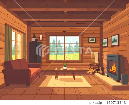 狩猟小屋の内部 シンプルなイラスト 狩猟小屋の内部 シンプルなイラスト 130713548