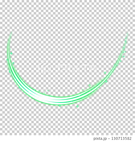 Green sparkling curved light trail placed on transparent background Green sparkling curved light trail placed on transparent background 130713582