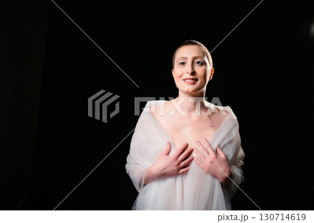 Courageous Hope Woman Standing Strong For Breast Cancer Courageous Hope Woman Standing Strong For Breast Cancer 130714619