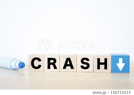 クラッシュと下落の矢印を示すイメージ。 クラッシュと下落の矢印を示すイメージ。 130715015