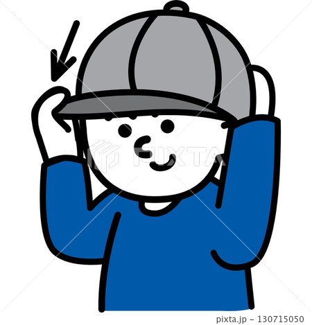 帽子を被る｜生活動作カード・視覚支援アイコン(Wear a hat) 130715050