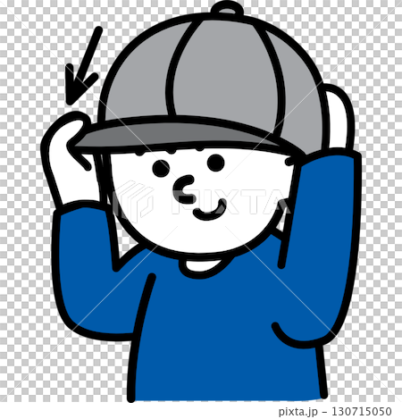 帽子を被る｜生活動作カード・視覚支援アイコン(Wear a hat) 130715050