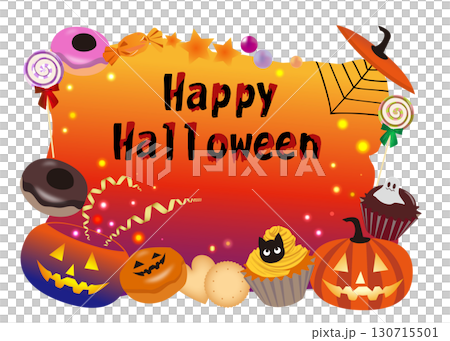 萬聖節南瓜和糖果框架 130715501