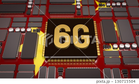 The 6G Technology on IC PCB board for Technology concept 3d Rendering. 130715504
