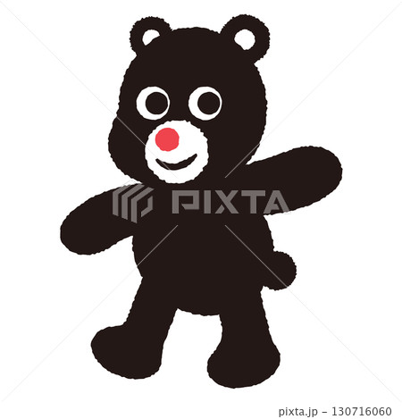 赤い鼻の可愛らしい黒いクマのぬいぐるみ 130716060