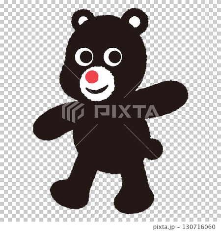 赤い鼻の可愛らしい黒いクマのぬいぐるみ 130716060