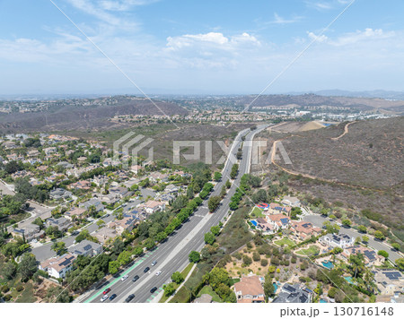 Aerial view houses in Carlsbad in land, North County San Diego 130716148