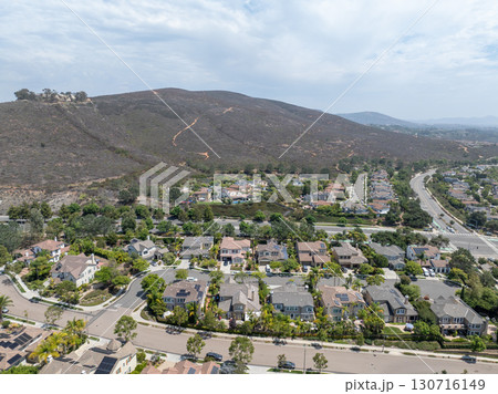 Aerial view houses in Carlsbad in land, North County San Diego Aerial view houses in Carlsbad in land, North County San Diego 130716149