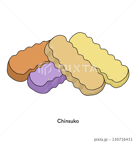 沖縄＿ちんすこうの線画のイラスト 130716431