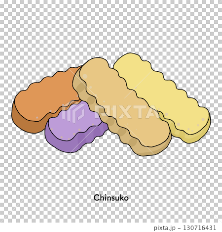沖縄＿ちんすこうの線画のイラスト 130716431