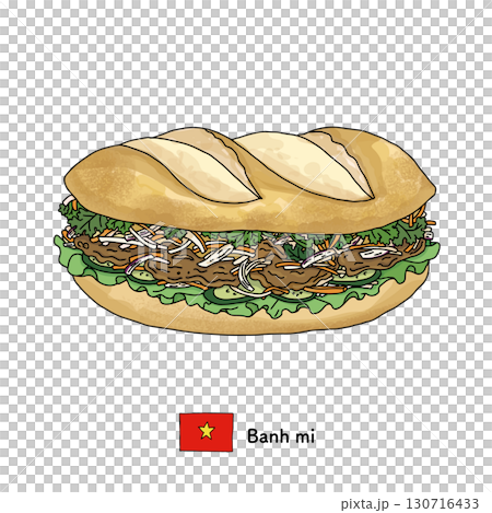 Vietnam Banh Mi line drawing illustration 130716433