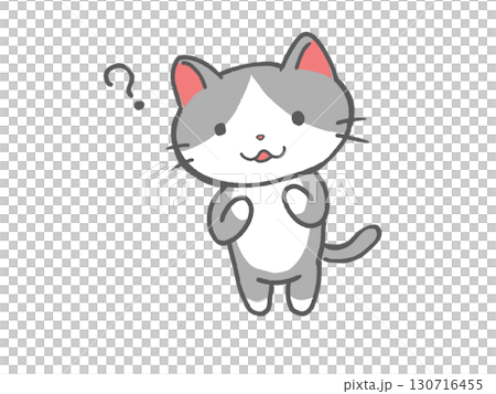 首をかしげて疑問に思う灰色の猫 ゆるい 首をかしげて疑問に思う灰色の猫 ゆるい 130716455