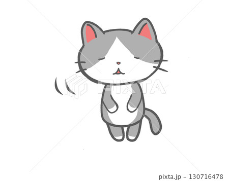 ペコリと頭を下げる三毛猫のかわいいイラスト 130716478