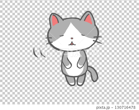 ペコリと頭を下げる三毛猫のかわいいイラスト 130716478
