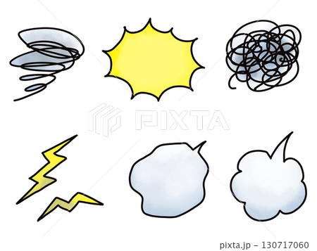 水彩・感情の吹き出しセット:ため息・もやもや・怒り 水彩・感情の吹き出しセット:ため息・もやもや・怒り 130717060