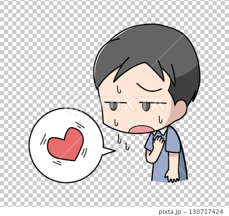 Illustration of a man with palpitations Illustration of a man with palpitations 130717424