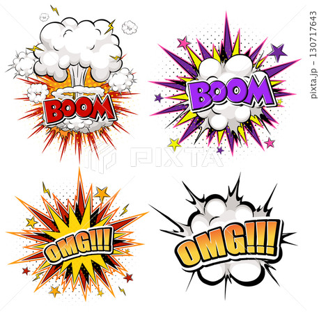Comic Book Explosion and Exclamation Vector Set 130717643