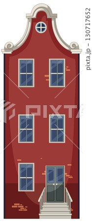 Traditional Dutch Canal House With Ornate Gable Roof 130717652