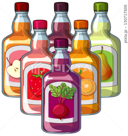Colorful Assortment of Fruit and Vegetable Juice Bottles Colorful Assortment of Fruit and Vegetable Juice Bottles 130717800