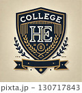 オーソドックスなカレッジ風の盾型エンブレム 130717843