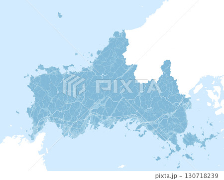 日本の山口県の水色の衛星写真風イラスト 日本の山口県の水色の衛星写真風イラスト 130718239