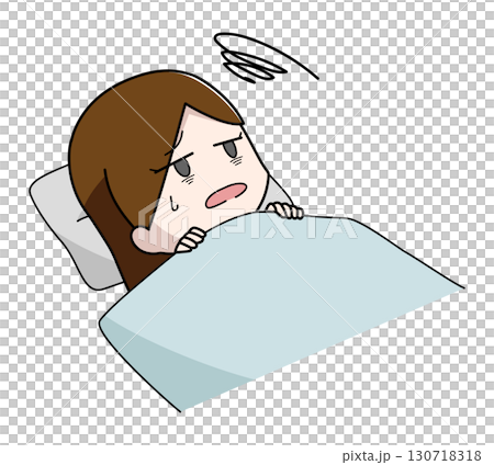 一位即使在床上也睡不著的女人的插圖 一位即使在床上也睡不著的女人的插圖 130718318