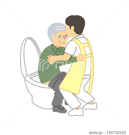 高齢者をトイレ介助する介護士 高齢者をトイレ介助する介護士 130718320