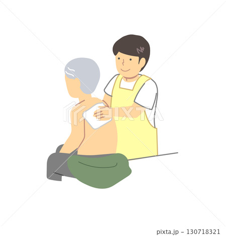 介護:体を拭く介助高齢者 介護:体を拭く介助高齢者 130718321